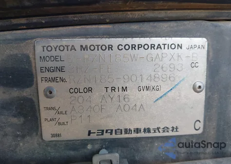 1998 Toyota Hilux из США, поврежденный, VIN RZN1859014896